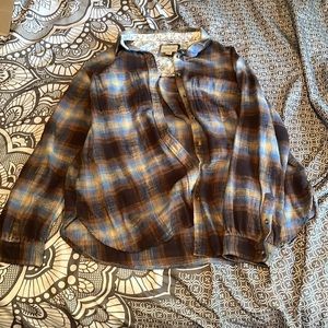 American Eagle plaid and floral flannel size L